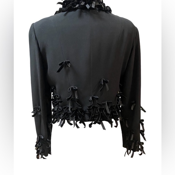 MOSCHINO Cheap & Chic 2pc Black Crepe Jacket Skirt w/Velvet Bows Sz 44/10 NEW - Picture 8 of 13
